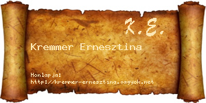Kremmer Ernesztina névjegykártya